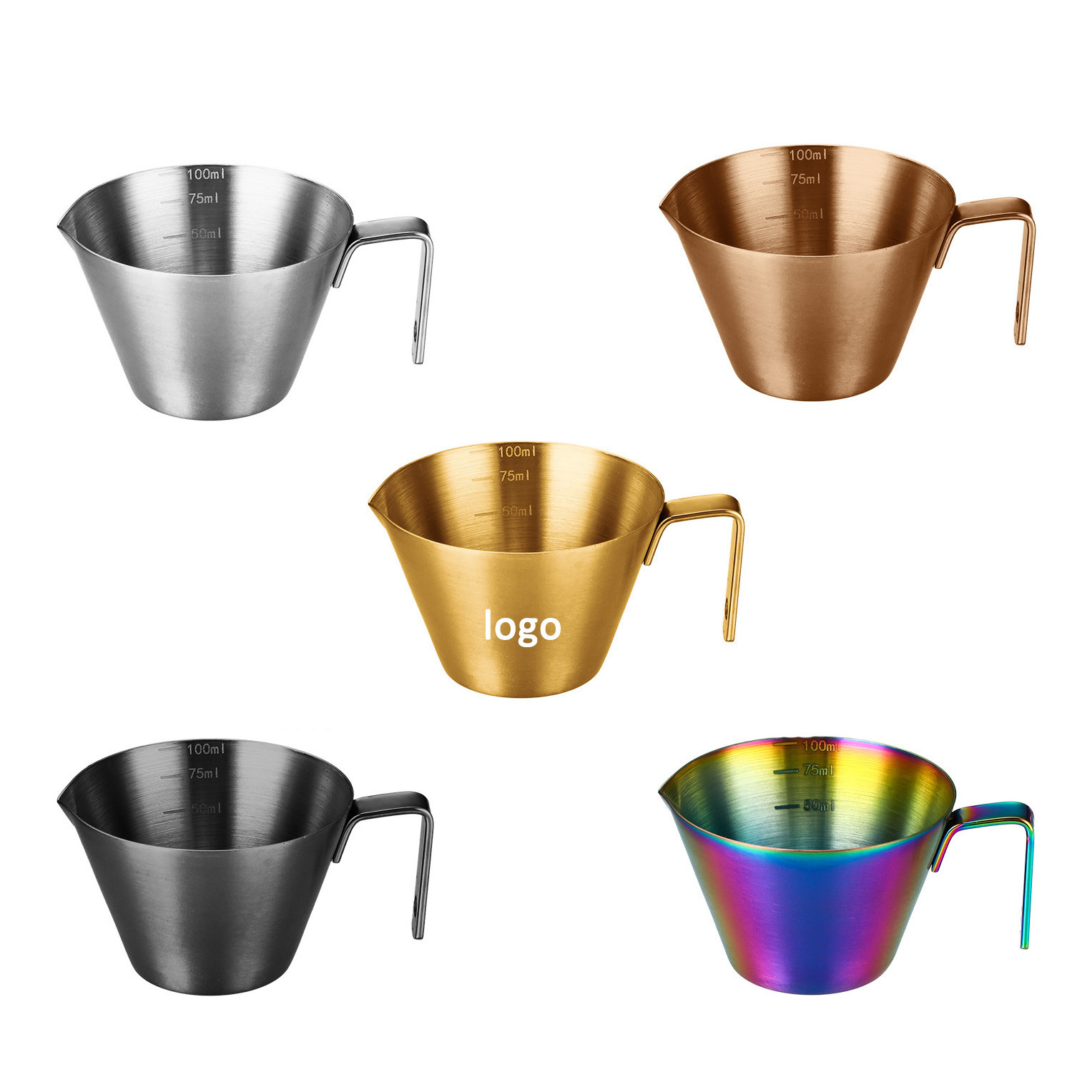 Stainless Steel Espresso Accessories,  Measuring Cup with Dual Scale, Espresso Shot pitcher with V-Shaped Mouth, 3.4OZ/100ML