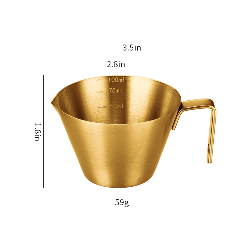 Stainless Steel Espresso Accessories,  Measuring Cup with Dual Scale, Espresso Shot pitcher with V-Shaped Mouth, 3.4OZ/100ML