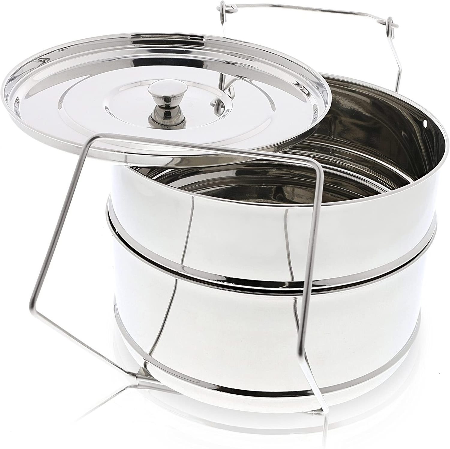 304 Food Steamers Basket Stainless Steel Stackable Steamer Insert Pans for 6/8 Qt Pressure Cooker Pot Accessories