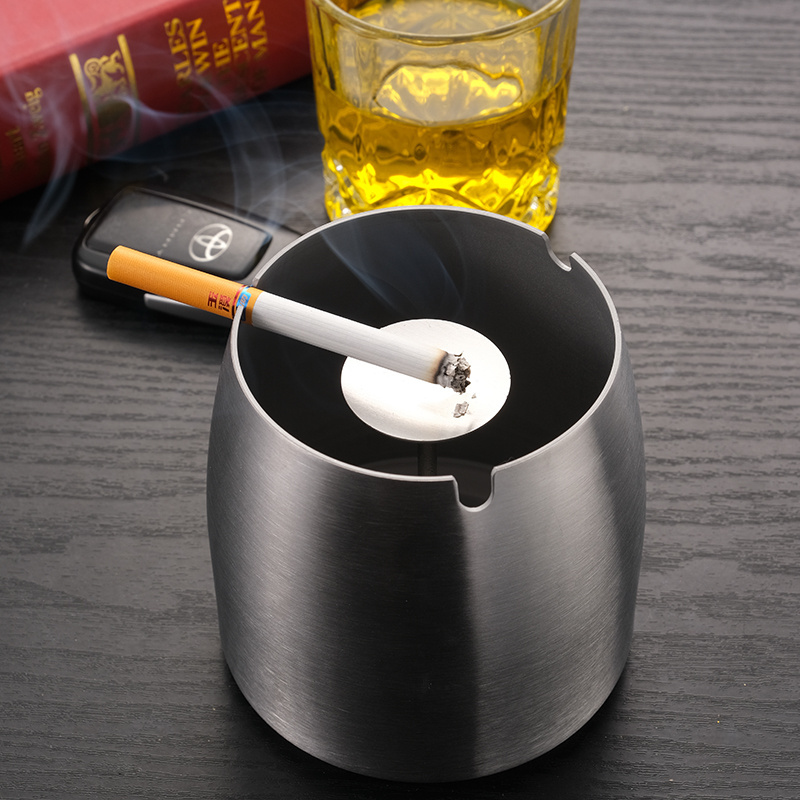 Ashtrays with Lid for Cigarette, Stainless Steel Windproof Ashtray