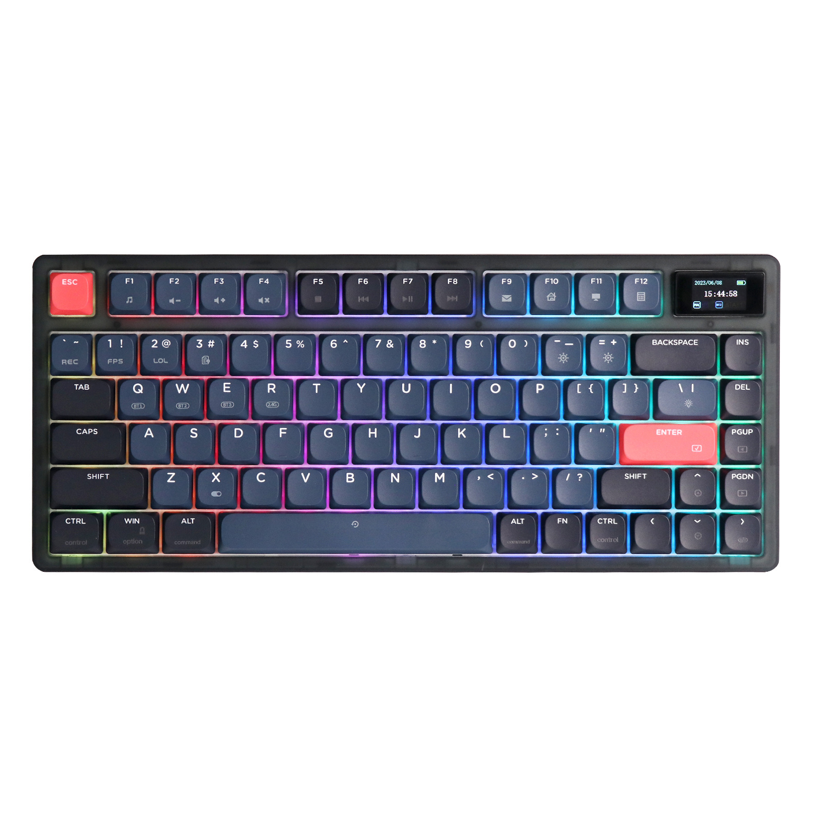 trendy products 2024 Ajazz AK832 Pro 75% Gasket-mounted Low-profile Keyboard with LED Screen clear gaming mechanical keyboard