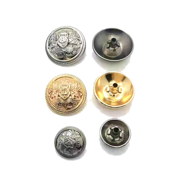 High quality custom embossed logo gold silver snap button garment accessory zinc alloy metal round button for coat