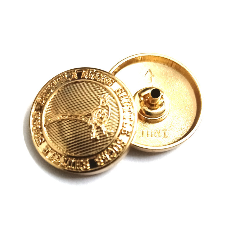 High quality custom embossed logo gold silver snap button garment accessory zinc alloy metal round button for coat