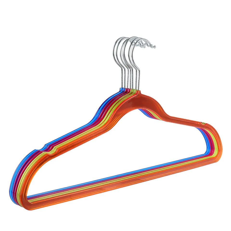 Factory Wholesale color velvet hangers non-slip durable flocking racks for shirts and suits