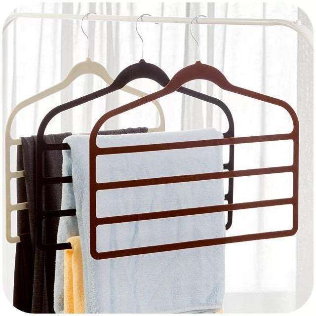 Multifunctional Non-slip Hanger Velvet Flocked Hangers 4 Layers Pants Hangers Space Saving For Closet Organizer