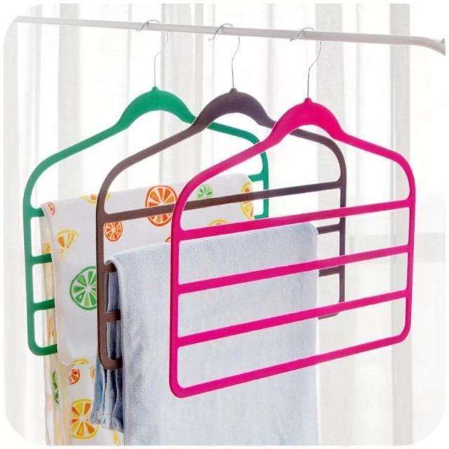 Multifunctional Non-slip Hanger Velvet Flocked Hangers 4 Layers Pants Hangers Space Saving For Closet Organizer