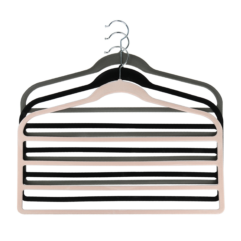 Best Selling Multifunctional Non-Slip Velvet Hangers 4 Layer Towel Scarf Pants Trouser Rack Drying Rack