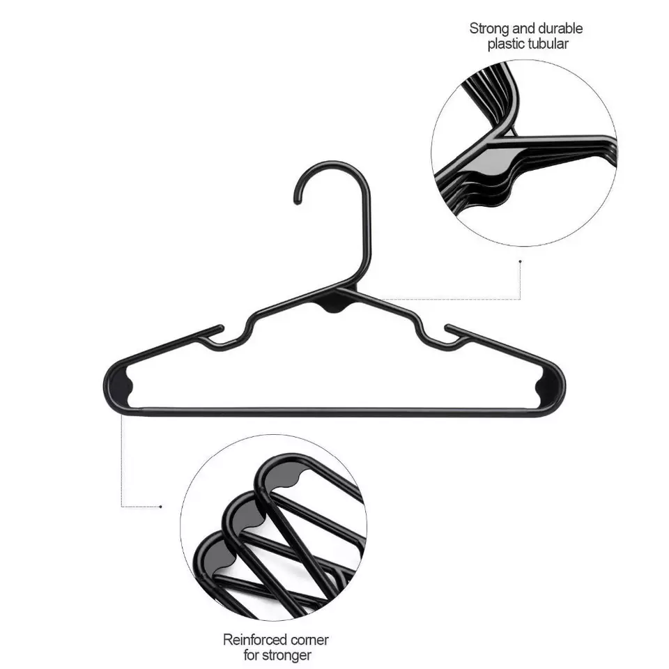 New Product Velvet Flocking Children's Hanger Non slip Magic Plastic Multi functional Pure Black White Hanger Flocking Hanger