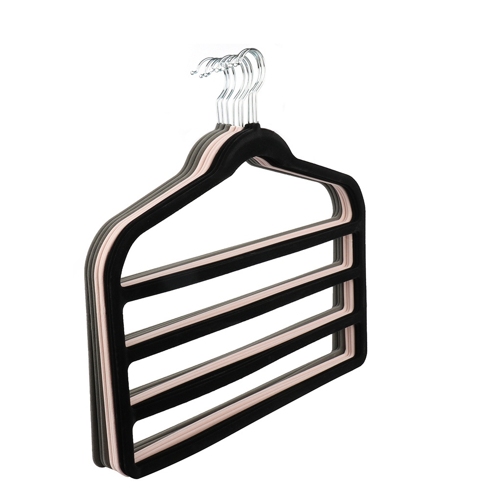 Best Selling Multifunctional Non-Slip Velvet Hangers 4 Layer Towel Scarf Pants Trouser Rack Drying Rack