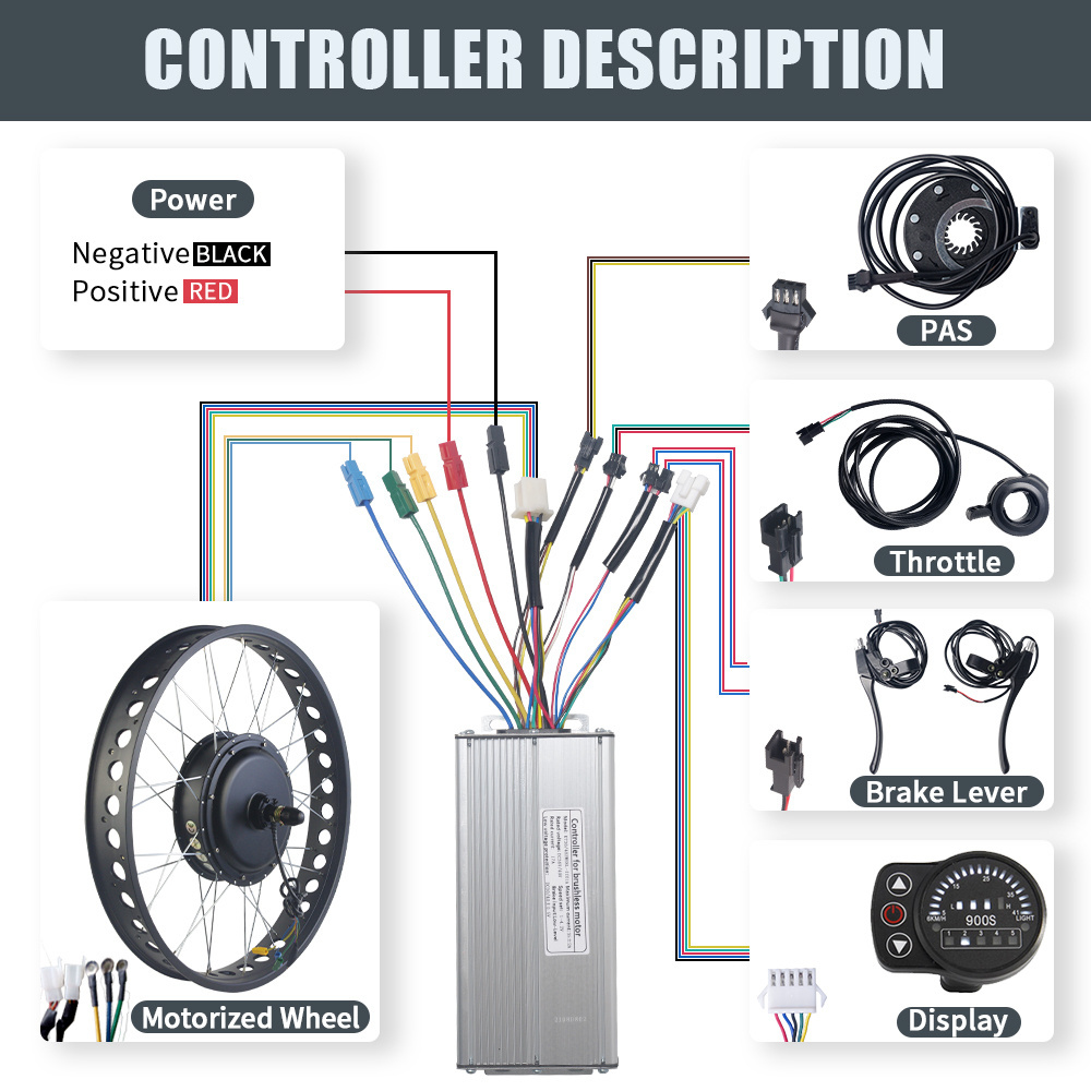 72V 3000W Electric Bicycle Conversion Kit Rear Rotate 20inch 26inch Wheel Motor Brushless Non-Gear for Fat Tire Snow Ebike Kit