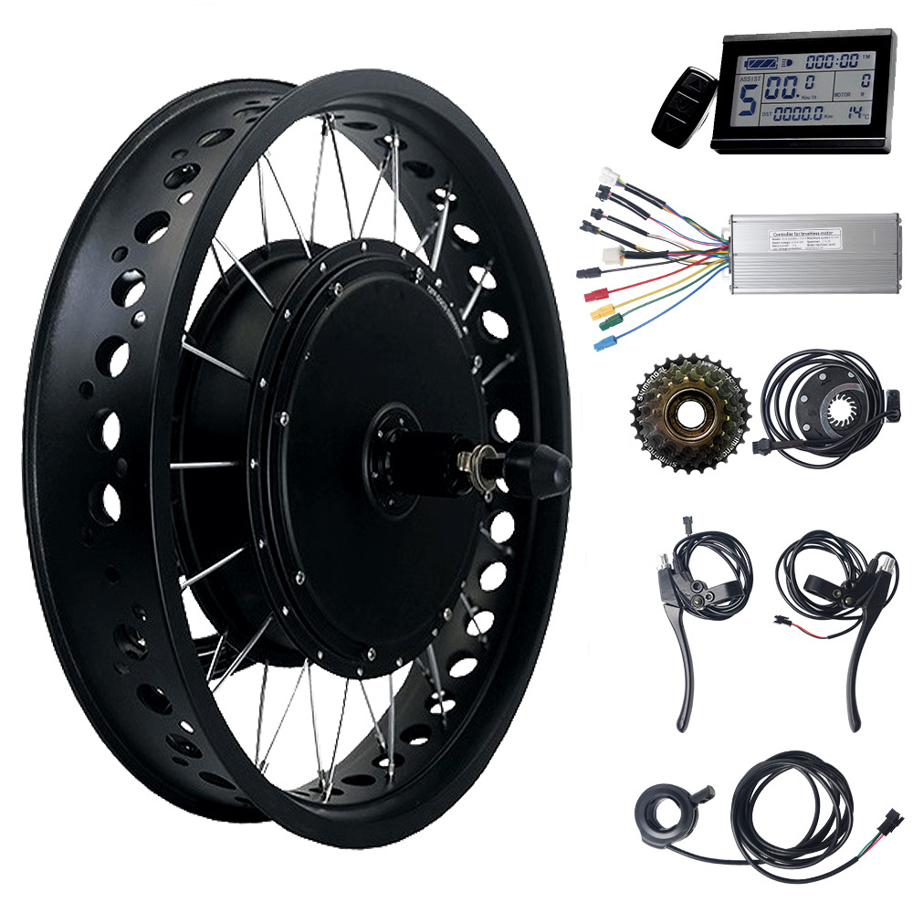 4.0 Tire Ebike Conversion Kit 48V 1500W 20inch 26inch Rear Rotate Wheel Hub Motor Kit For Snow Fat Tire Electric Bike Kit