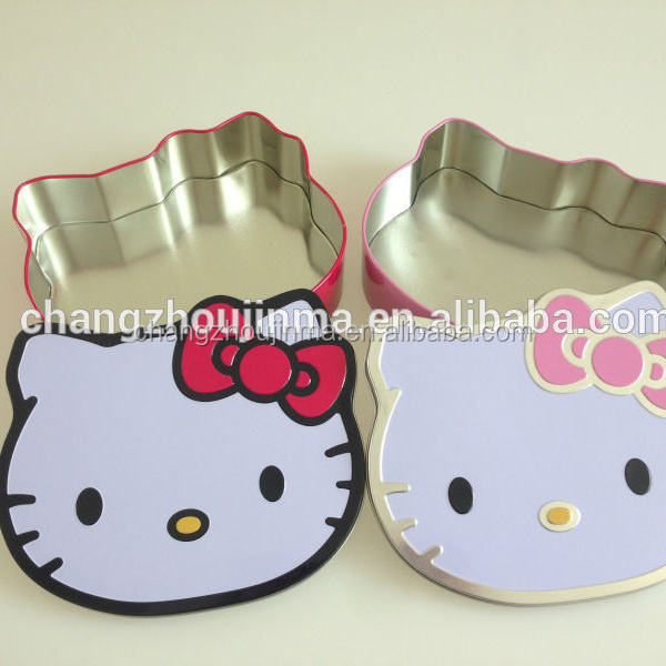 Decorative Hello Kitty shaped tin box for candy or gift