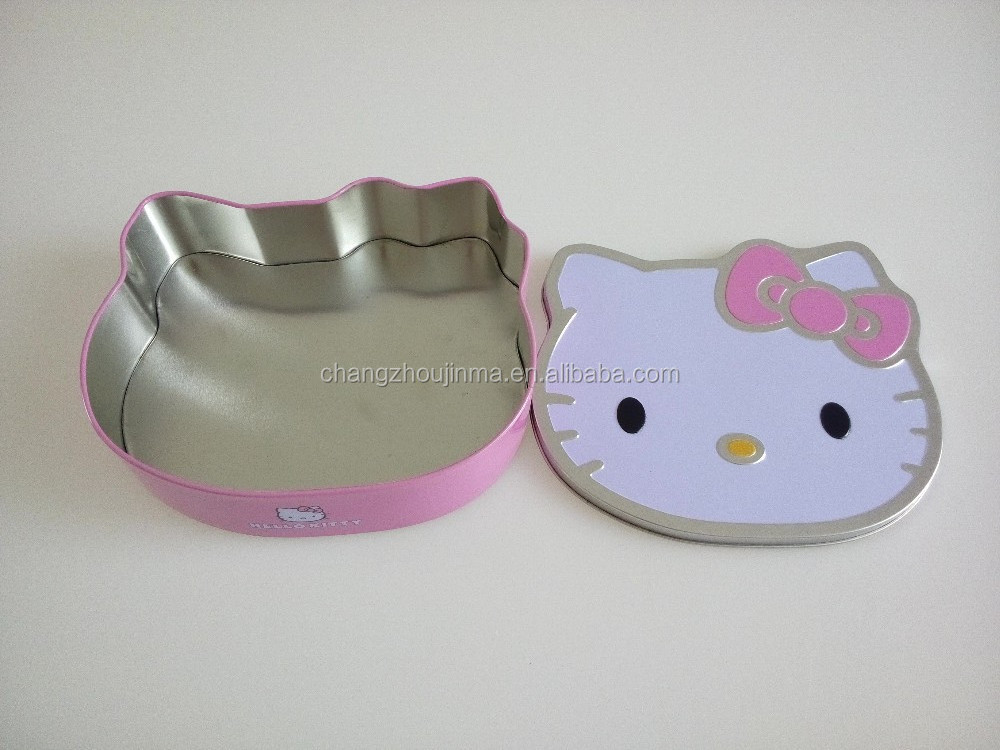 Decorative Hello Kitty shaped tin box for candy or gift