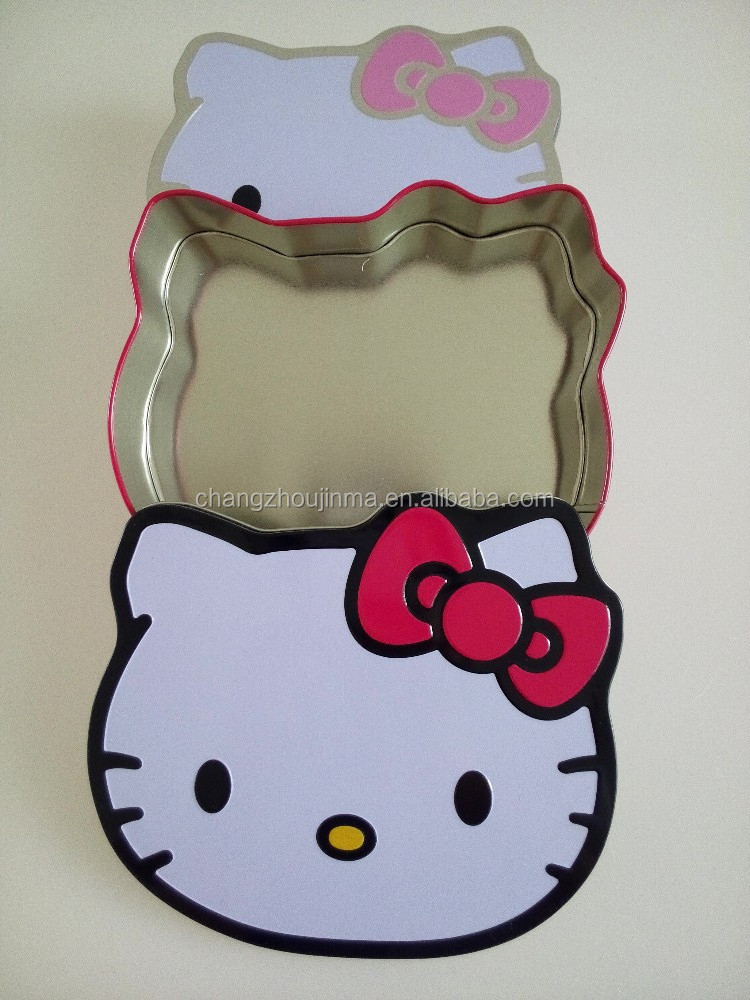 Decorative Hello Kitty shaped tin box for candy or gift