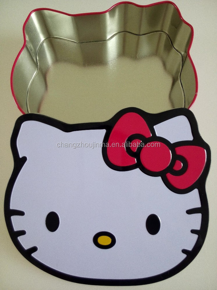 Decorative Hello Kitty shaped tin box for candy or gift