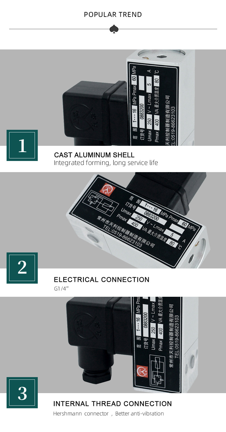 Tianxiang Mechanical pressure switch   500/18D  Diaphragm hydraulic gas oil pressure switch adjustable pressure controller