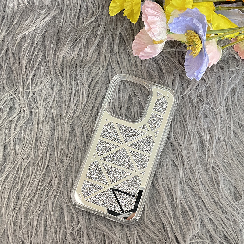 New listing triangle mirror acrylic glitter bling for samsung phone case for A23 4G A14 A34 5G