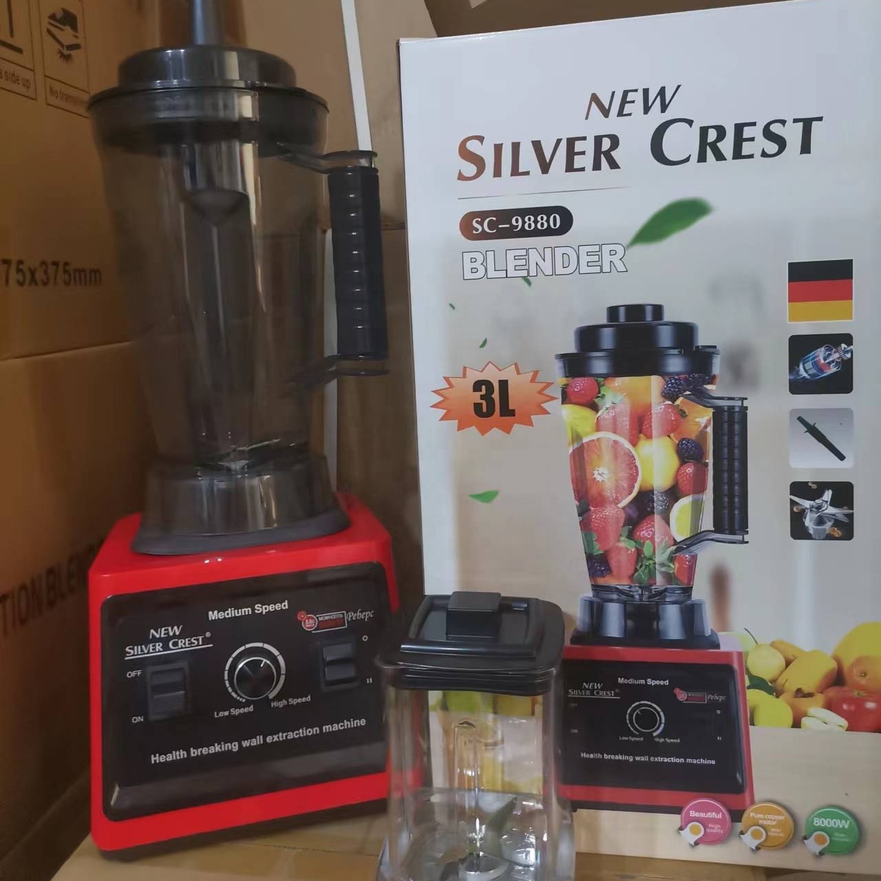 For Ghana and Nigeria 8000W Big Power 3L  2 in 1 Silver Crest Blender 9525 motor