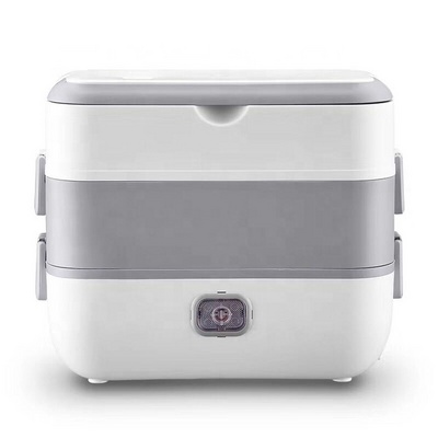 Hot Sale 2 In 1 220/240ac Electric Heating Lunch Box Blue Stainless Steel Heating Lunch Box Portable Office Steam Rice Cooker