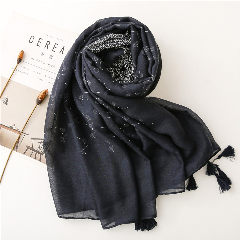 wholesale popular women travel scarf with small tennis racket patterns high quality lady oversized scarves for winter