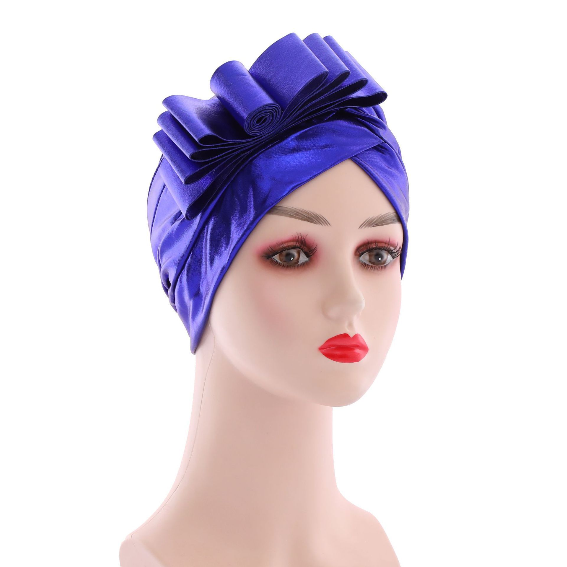 Wholesale 2021latest nigerian Gele women turban wraps fashion shiny elastic african hijab cap style