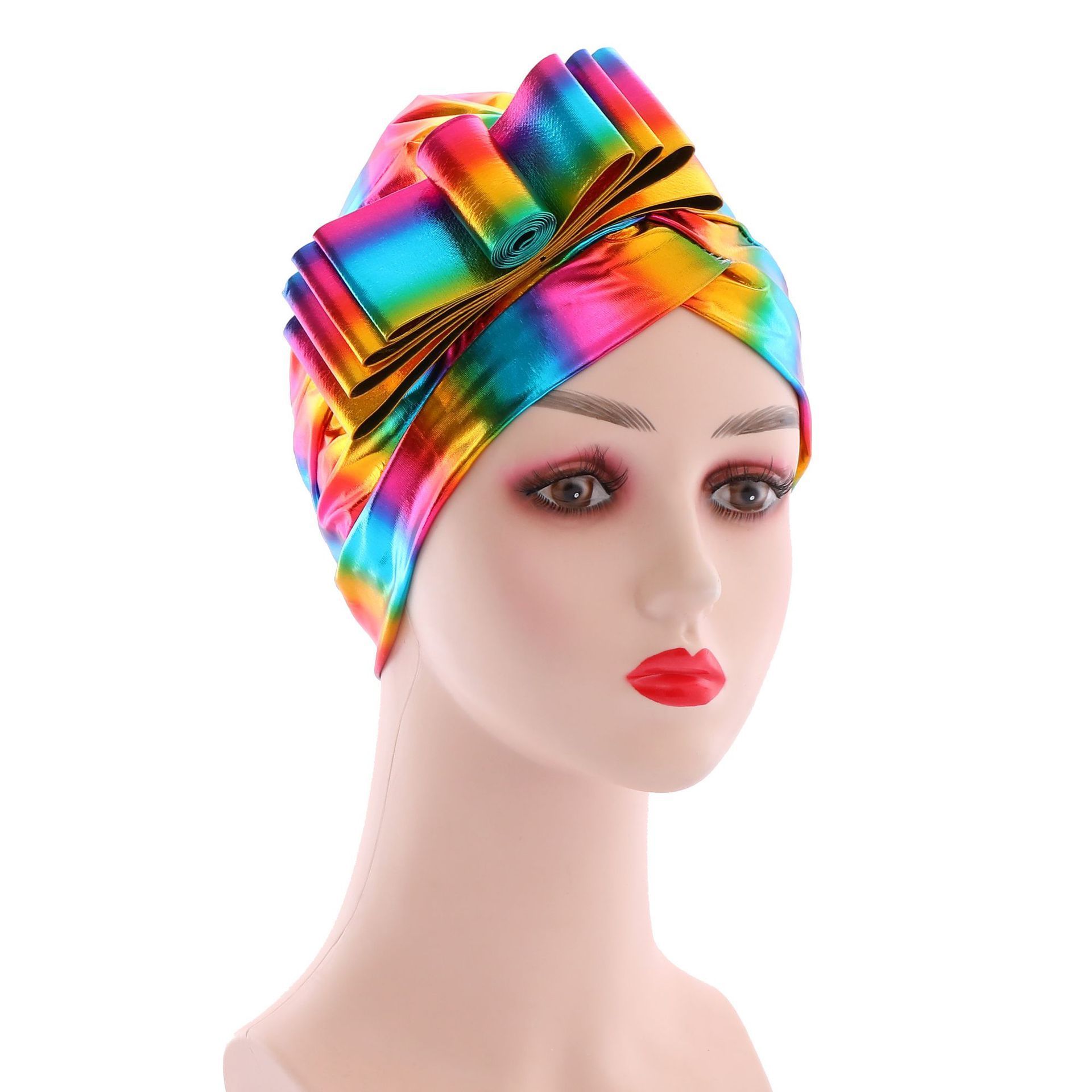 Wholesale 2021latest nigerian Gele women turban wraps fashion shiny elastic african hijab cap style