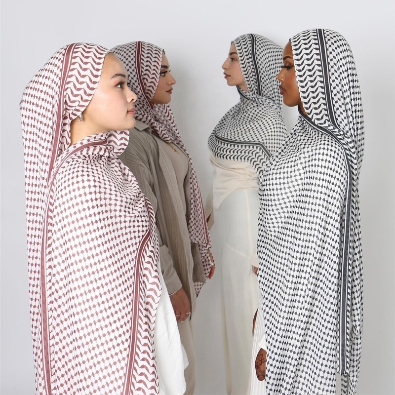 200x70cm Woven Print Long  Chiffon Muslim Hijab Cotton Voile Satin Silk Arab Keffiyeh Palastine scarf Tactical Scarves