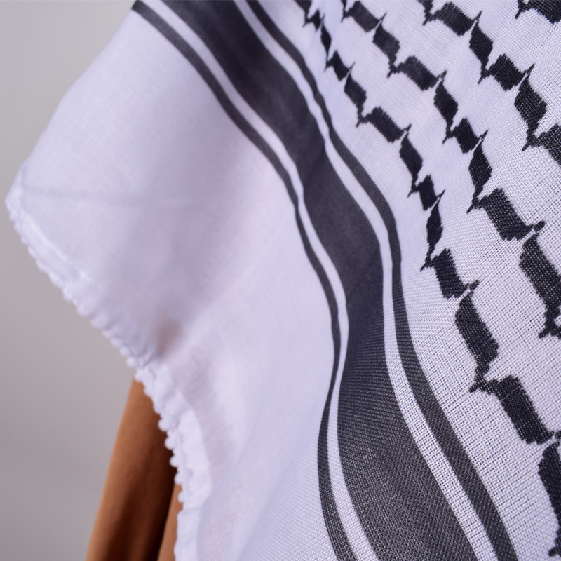 Whosale hot sale unisex palestinian kufiya flag scarves 53inch square arafat hatta 100% cotton shemagh keffiyeh arab scarf