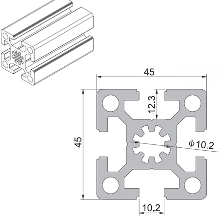 Aluminum Extrusions, T-Slot Aluminum Profiles Extrusion Frame 4545 High-Strength Aluminum Profile