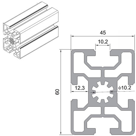 Aluminum Extrusions, T-Slot Aluminum Profiles Extrusion Frame 4545 High-Strength Aluminum Profile