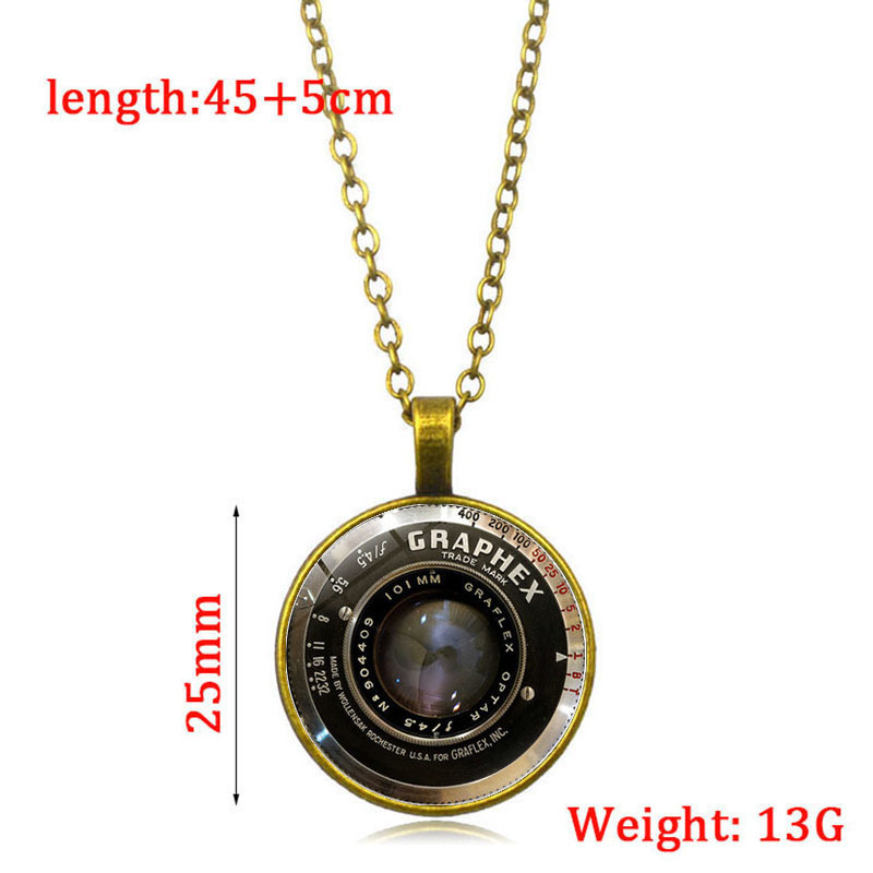 Retro camera lens time gemstone pendant necklace mini hidden camera