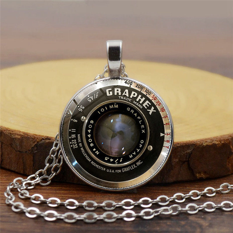 Retro camera lens time gemstone pendant necklace mini hidden camera