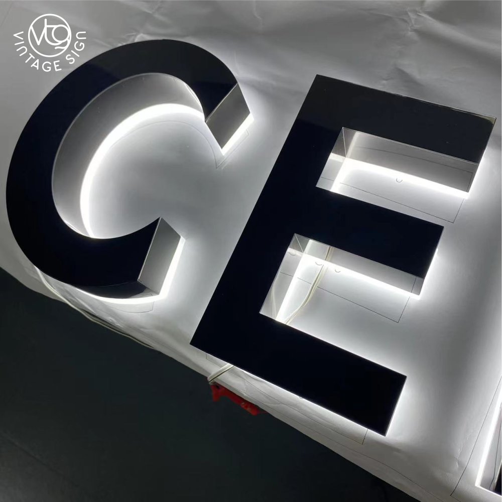 Original Factory Halo Lighting Logo Metal Signage Custom Fashion Backlit Letter Light 3d Alphabet Led With High Quality