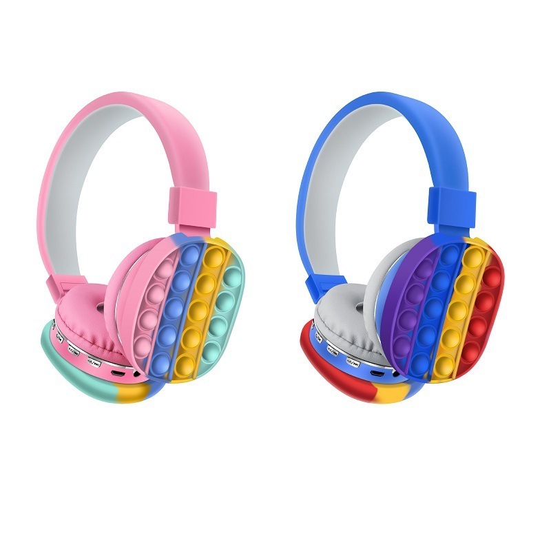 KH9 Color Cute Earphone Wireless Headset Kids Bubble Sensory Fidget Toy Children Cartoon Headphone