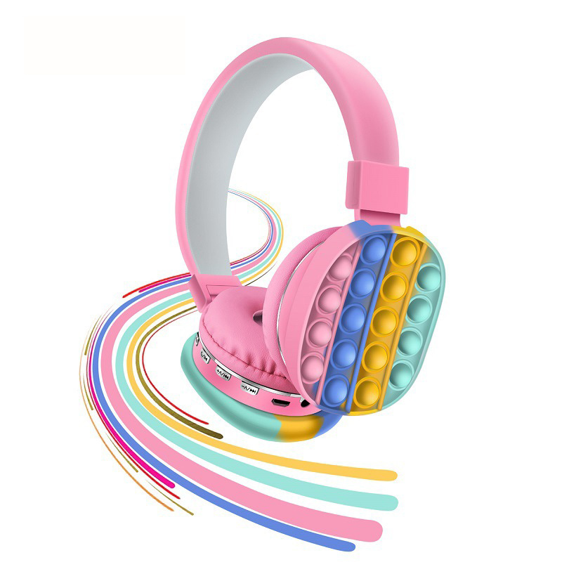 KH9 Color Cute Earphone Wireless Headset Kids Bubble Sensory Fidget Toy Children Cartoon Headphone