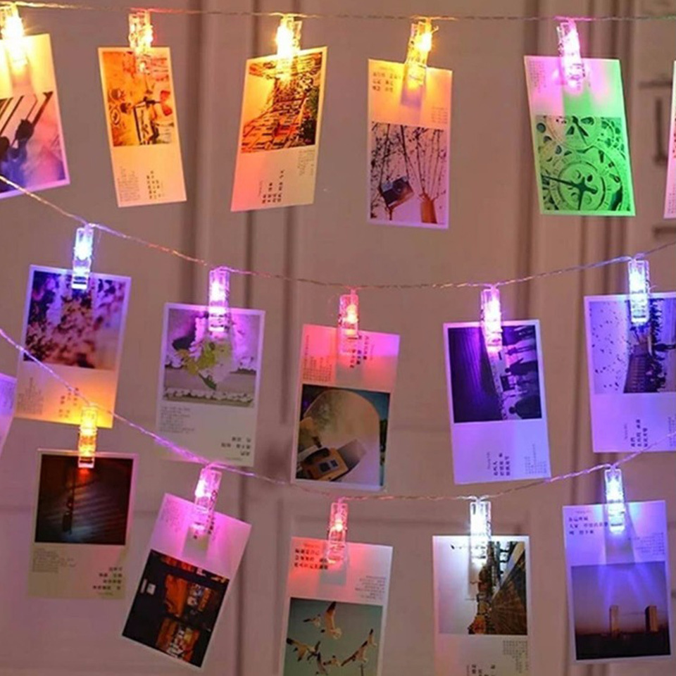 LED Photo Clip String Lights Holder Fairy Lights for Hanging Photos Pictures Cards Memos RGB Warm White Decoration Light