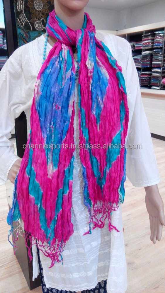 Beautiful Hand Dye Silk Scarf For Winter, Summer & Autumn Colorful Silk Tie Dye Scarf For Women Clothing Long Scarf For Women