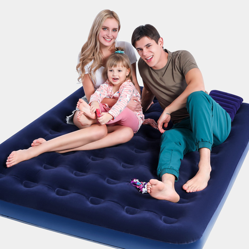 Custom Comfy PVC flocked inflatable folding travel air bed mattress sleeping bed outdoor camping mattress