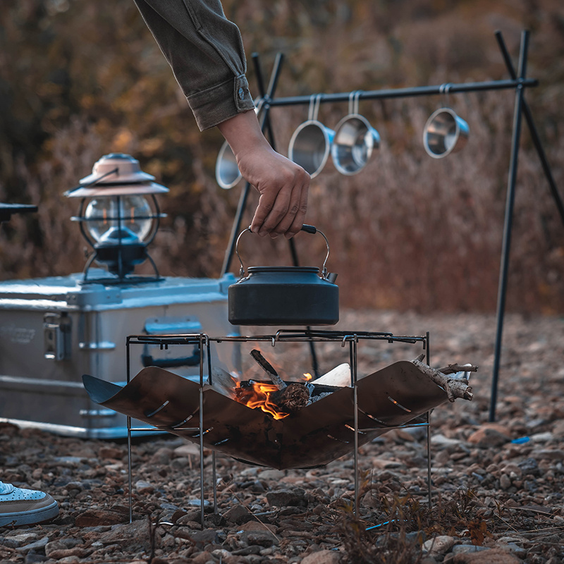 Camping Tripod Removable Bonfire Grilling Tripod Cooker Camping Lights Tripod Campfire Grill Stand Hanger With Storage Bag