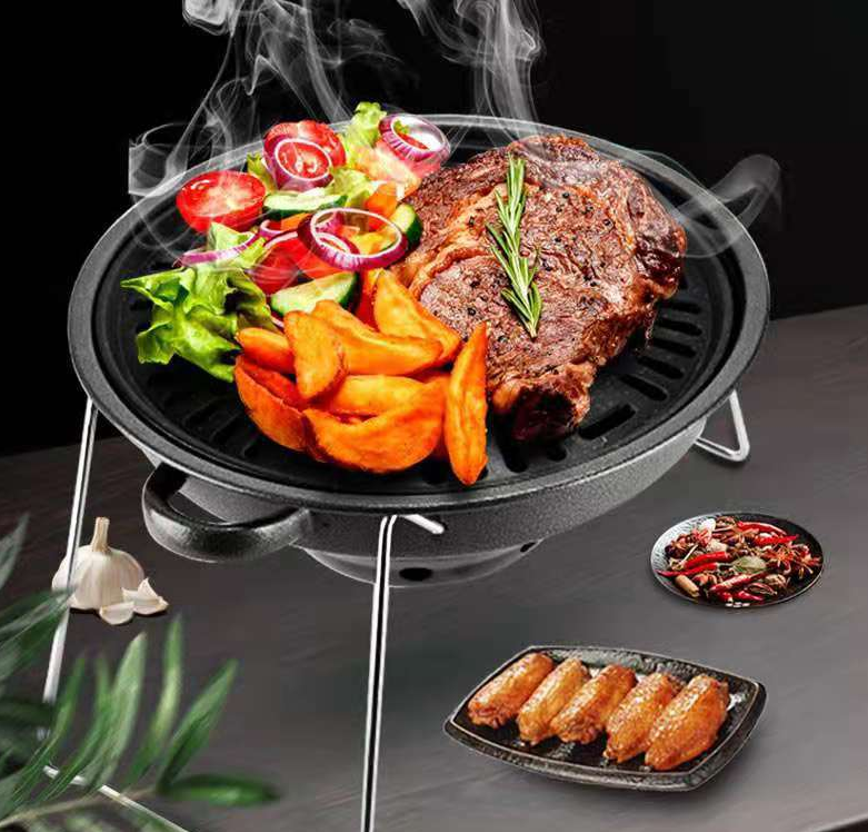 Mini Outdoor Stainless Steel Round Barbecue Rack Portable Folding Campfire BBQ Charcoal Grill Combo for Picnic Patio