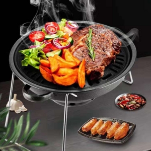 Mini Outdoor Stainless Steel Round Barbecue Rack Portable Folding Campfire BBQ Charcoal Grill Combo for Picnic Patio