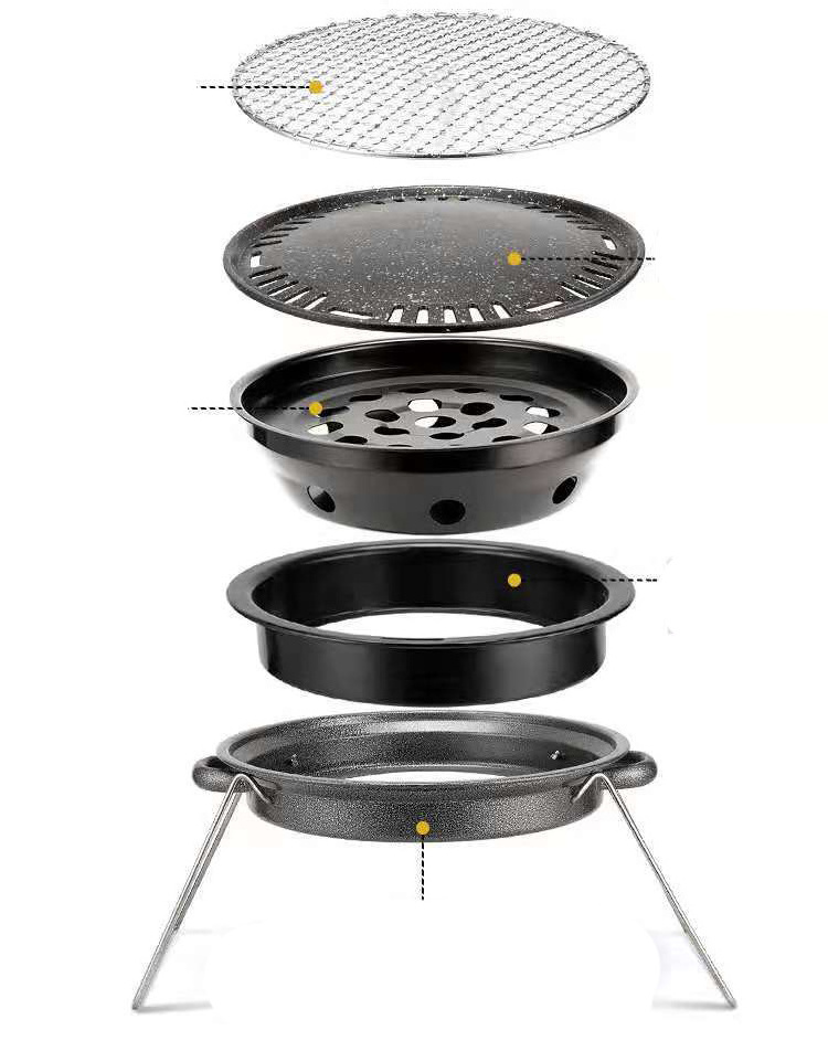 Mini Outdoor Stainless Steel Round Barbecue Rack Portable Folding Campfire BBQ Charcoal Grill Combo for Picnic Patio