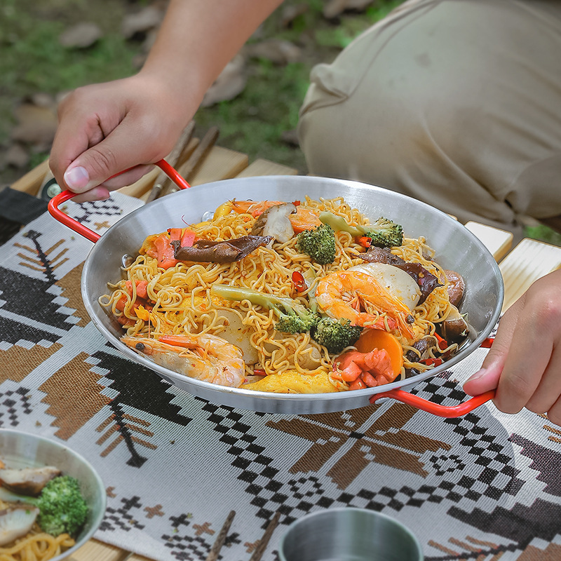 Outdoor seafood crayfish skillet salad pans stainless steel paella pan non stick paella pan