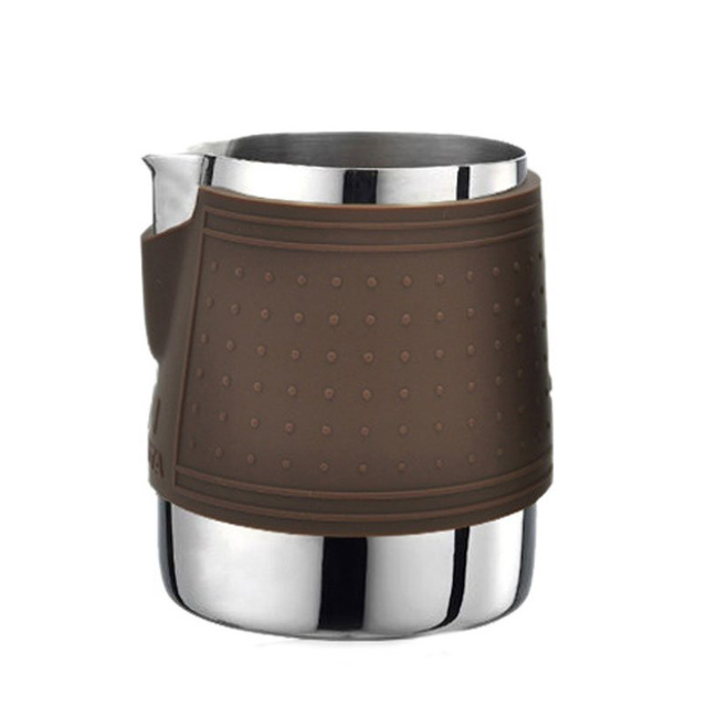 Latte art making pitcher cups heat resistant silicone milk stainless steel 304 jug mini milk jugs barista pitcher