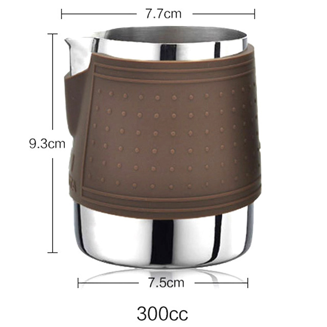 Latte art making pitcher cups heat resistant silicone milk stainless steel 304 jug mini milk jugs barista pitcher