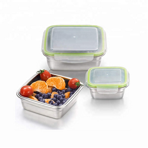 Manufacturers Wholesale Food Grade 3 Pcs 18/8 Stainless Steel Square Lunch Box Airtight Food Storage Container