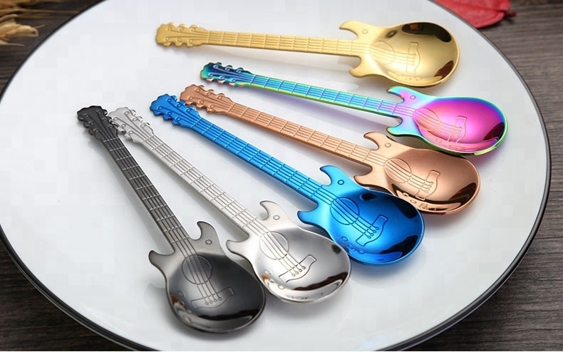 304 stainless steel creative design guitar spoon for tea and honey