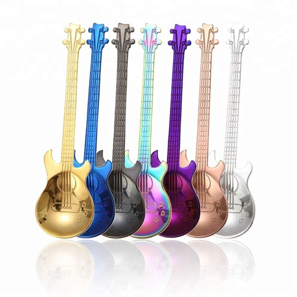 304 stainless steel creative design guitar spoon for tea and honey