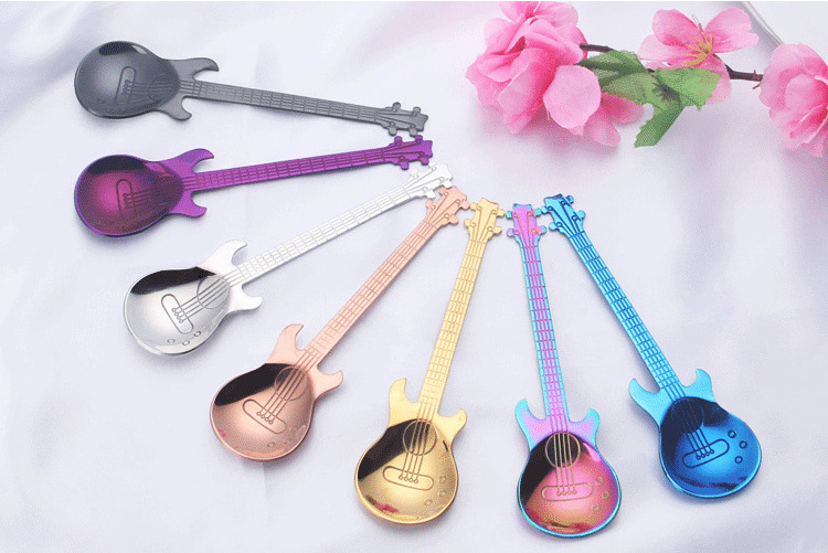 304 stainless steel creative design guitar spoon for tea and honey