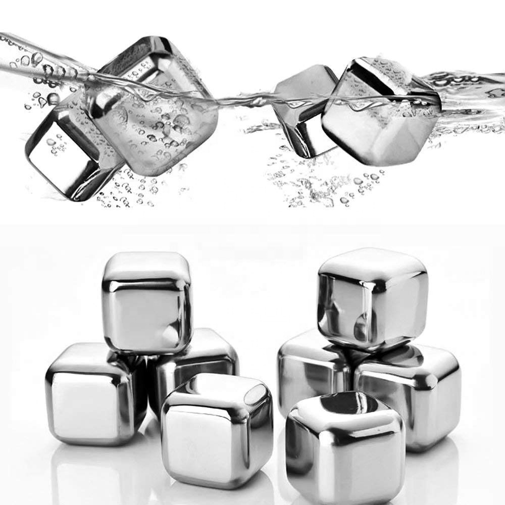 Customized Bar Gifts reusable whiskey stones stainless steel metal chilling rocks ice cube